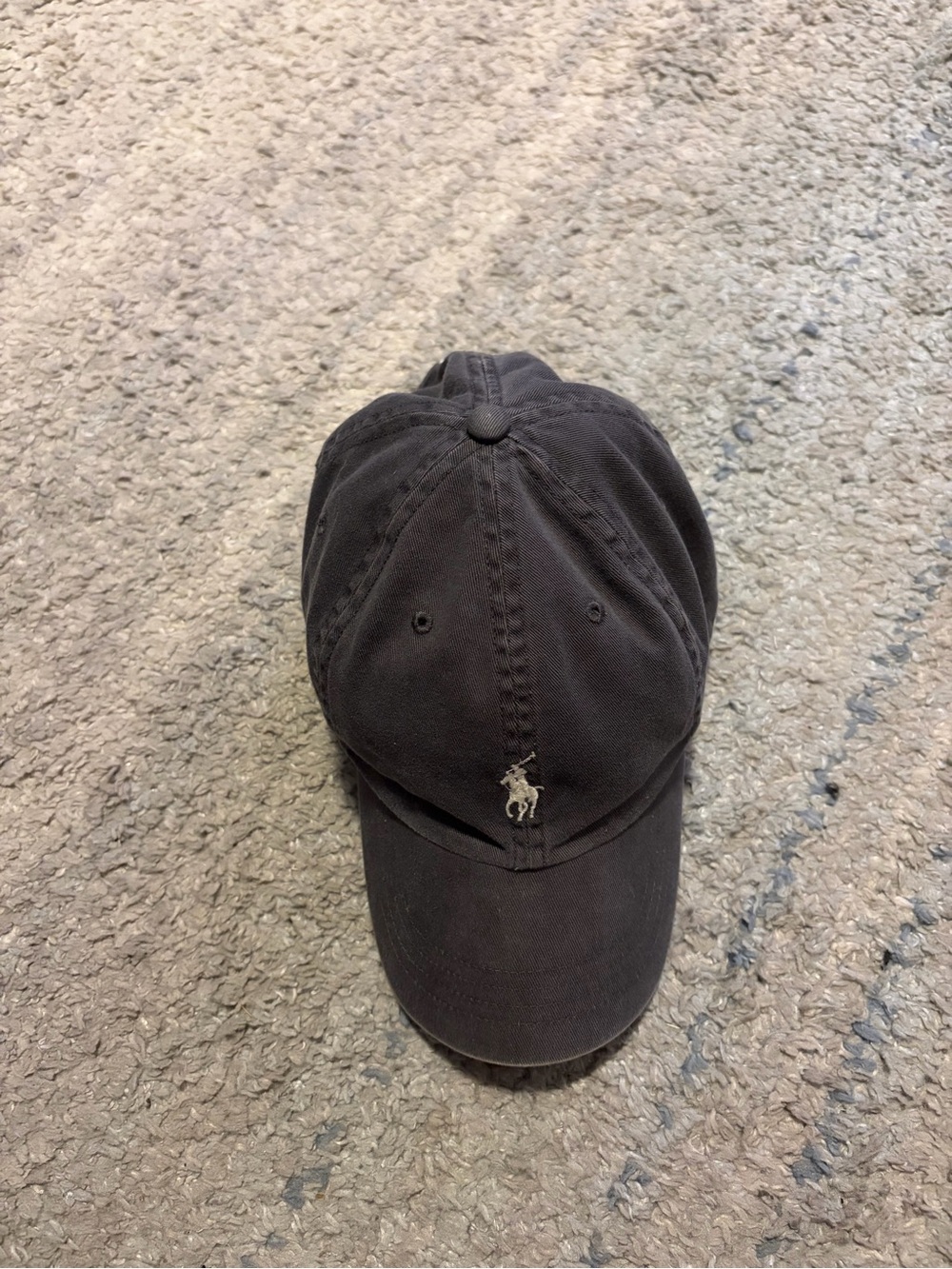 ⁠Polo Ralph Lauren Hat Charcoal Gray Pony Logo Leather Strapback Dad Cap Vintag - Picture 2 of 4